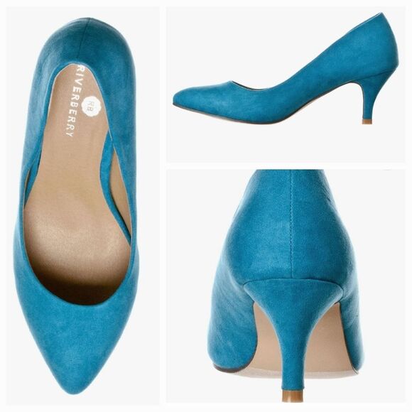 🩵NWOB Riverberry Turquoise Katy Suede Heels Size 8 - Picture 2 of 14